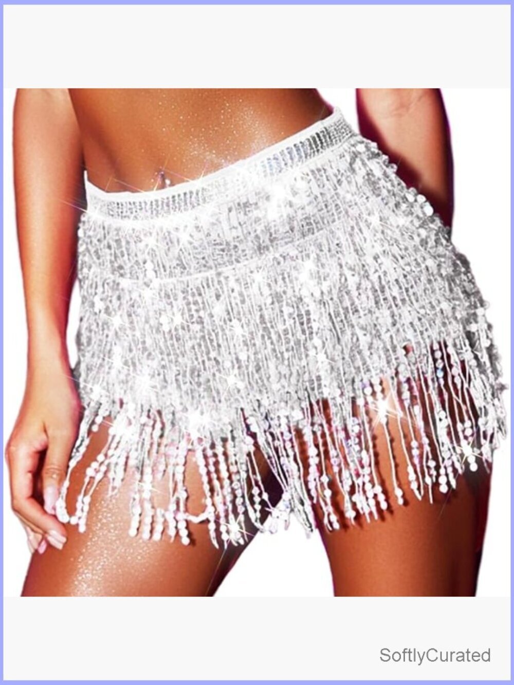 Sequin Fringe Belly Dance Wrap Skirt Sparkly Rave